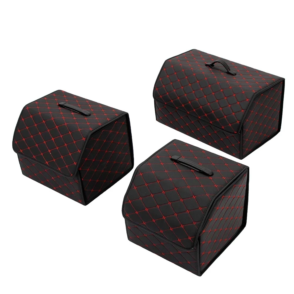 

Foldable Car Storage Stowing Tidying 34*31*30cm PU Leather Box Storage Bag Auto Trash Tool Bag