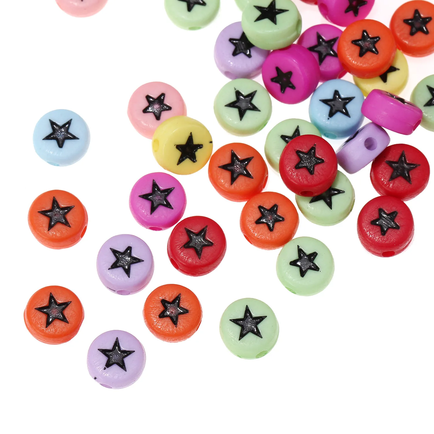 

DIY Jewelry Findings Solid Colors with Black Star Beads Ornament Accessories 500pcs 4*7mm Spacer Bracelet Necklace Beading