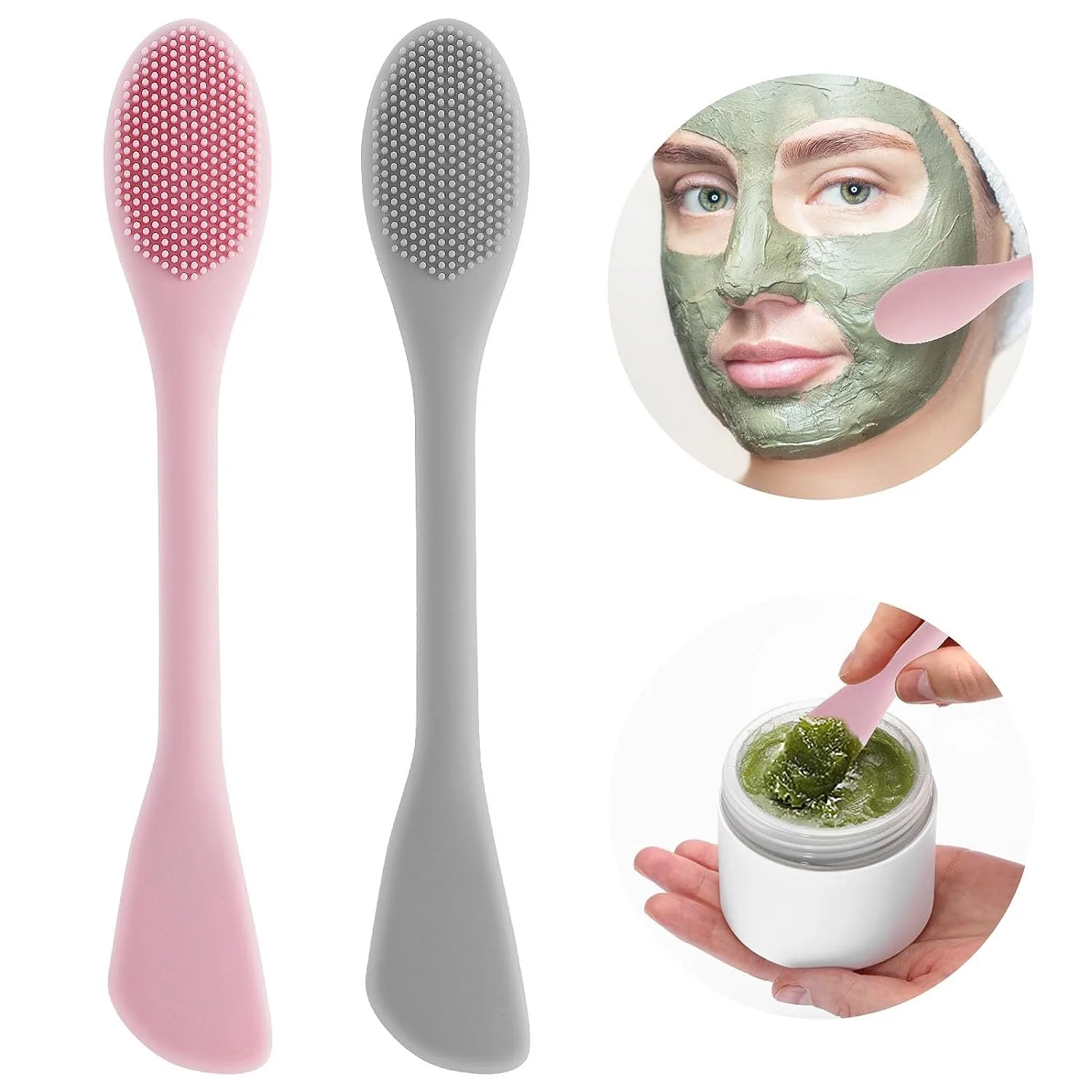 

1PC Double Headed Silicone Face Cleansing Scrubber Brush Facial Mask Brushes Applicator for Women Face Makeup Brush Skin Care