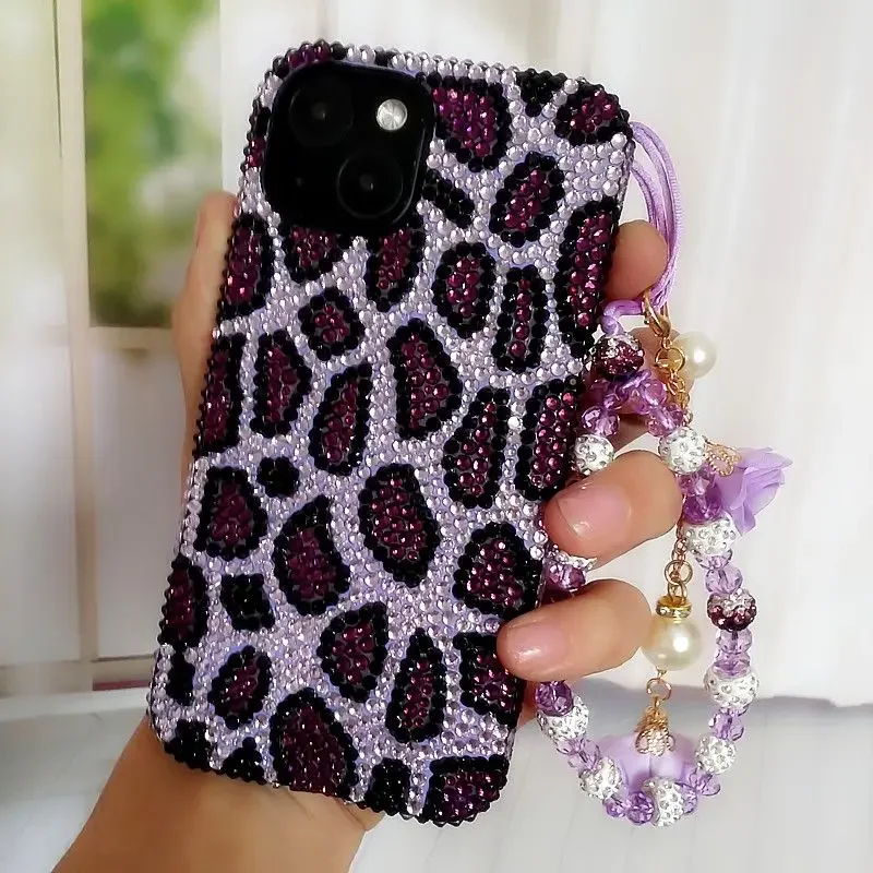 Креативный темно-фиолетовый защитный чехол для телефона с леопардовым принтом и