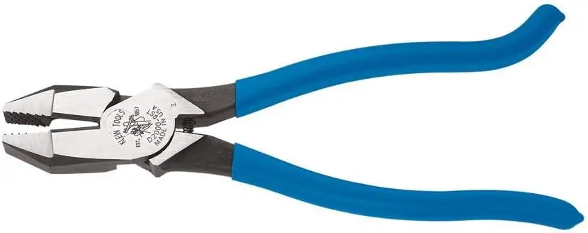 

Pliers, Side Cutters are Heavy-Duty 9-Inch Ironworker Pliers for Rebar, ACSR, Screws, Nails and Most Hardened Wire Leather split