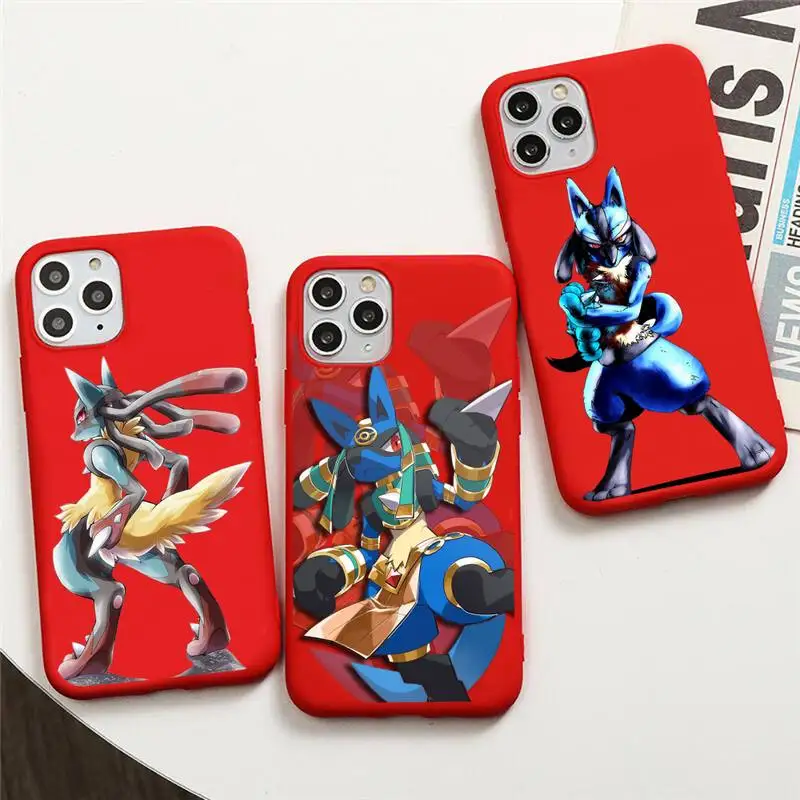 Pokemon Lucario Toys Phone Case For iphone 14 Plus 13 12 11 Pro Max Mini XS X XR Red Blue Soft White Cover