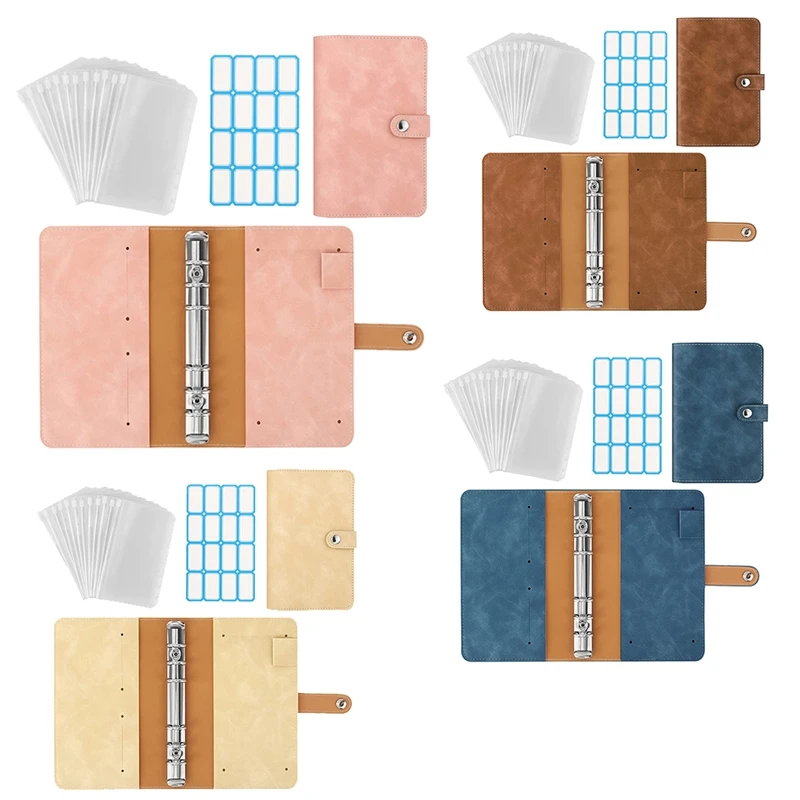 

6-Ring Budget Binder,PU Leather Loose Leaf Notebook With Binder Envelopes Zipper Pouches,Budget Envelope System