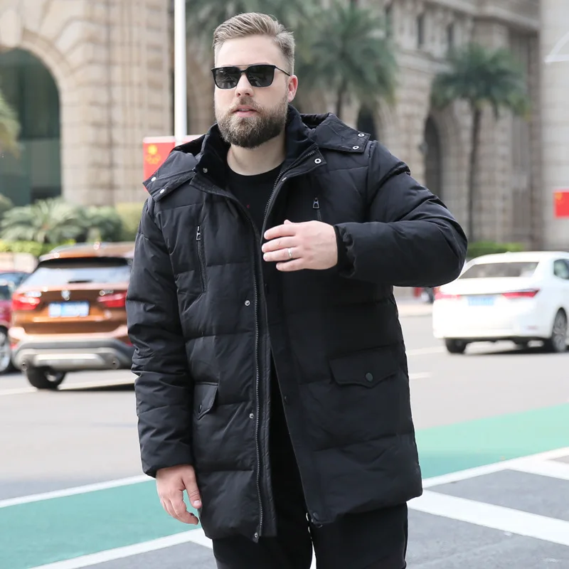 Down Jacket Men's Mid-length Middle-aged and Elderly People on The New Size Fashion Trend Increase Stand-up Collar