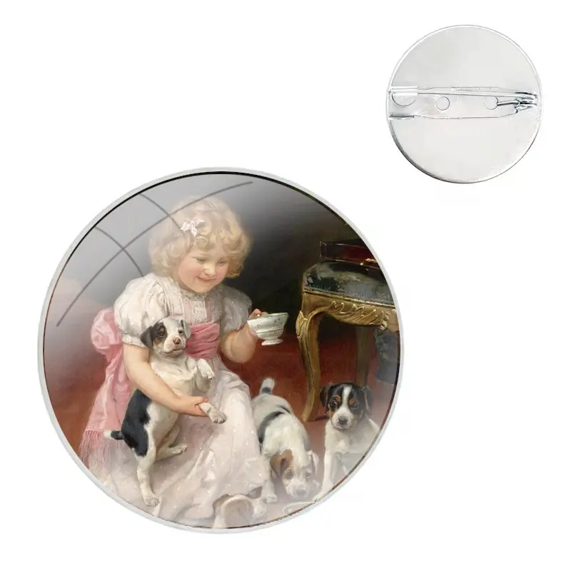 Винтажные броши для девочек в стиле ретро с масляными картинами значки