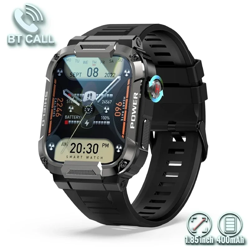 2023 new Rugged Military Smart Watch Men For Xiaomi Android Ios Ftiness Watches Ip68 Waterproof 1.85'' Bluetooth Call Smartwatch