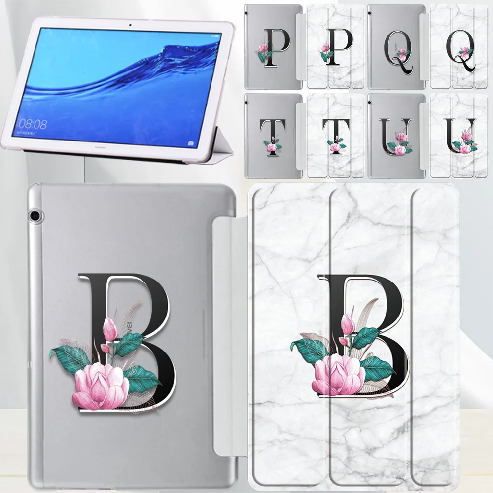 

Tri-fold Cover Case for Huawei MediaPad T5 10 10.1 Inch/MediaPad T3 (10) 9.6" Letter Series Leather Stand Sleeve Cases +Stylus