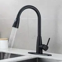 Black German Removable Kitchen Faucet with Flexible Pull-Down Hose Articulated Tap 2 Modes Sprayer Spout Sink Accesorries