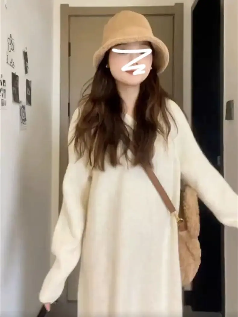 Новинка 2024 белое вязаное платье с капюшоном детская одежда длинные юбки на осень