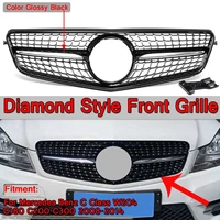 w204 diamond style grille glossy black car front bumper grille grill for mercedes for benz c class w204 c180 c200 c300 2008 2014