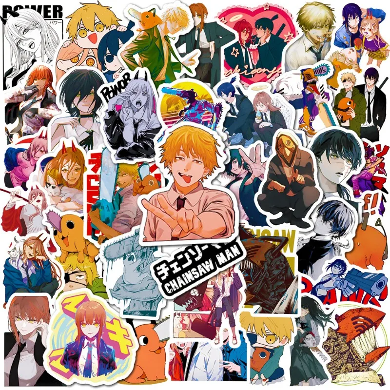 

50PCS Chainsaw Man Anime Cartoon Graffiti Stickers Decals for Stationery Laptop Fridge Suitcase Skateboard Phone Sticker