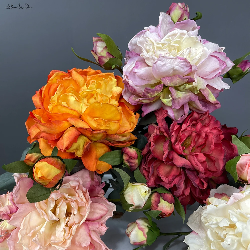 SunMade роскошные сгоревшие крупные пионовые ветки шелковые искусственные цветы