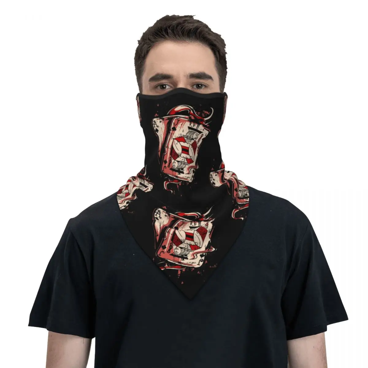 

Retro Poker Bandana Neck Warmer Women Men Winter Hiking Ski Scarf Gaiter Gambling Card Game Face Mask Cover