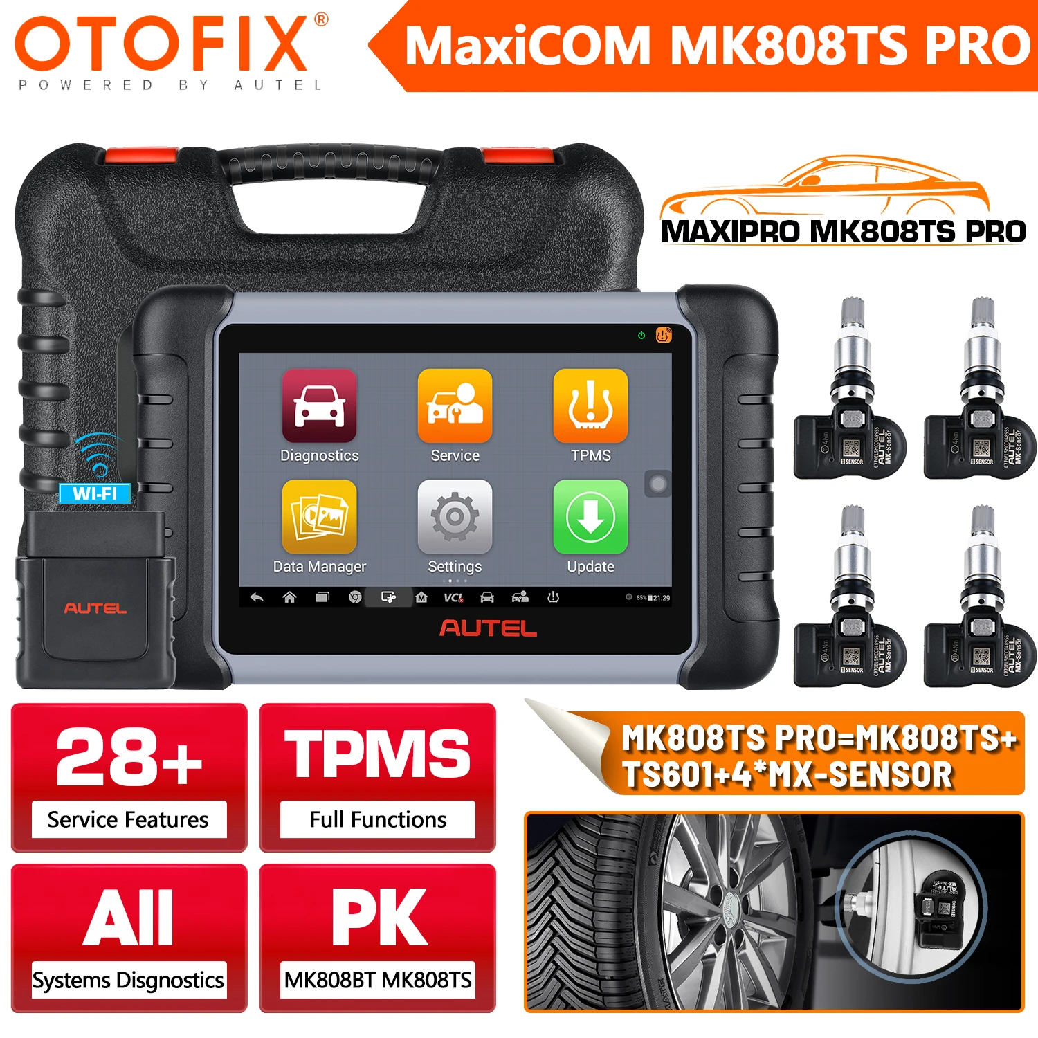 

Autel MaxiCOM MK808TS PRO Auto Diagnostic Tool OBD2 Scanner Code Reader With Sensor TPMS Programing Functions PK MK808BT MK808TS