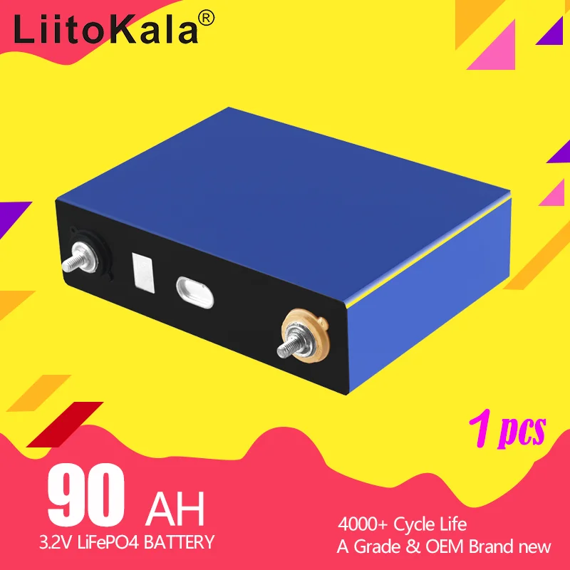 1 шт., литий-железо-фосфатный аккумулятор LiitoKala 3,2 в, 90 а/ч, 105 в