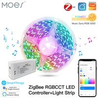 zigbee led controller light strip rgb cct dimmer music sync tuya smart app control with alexa google smartthings remote control