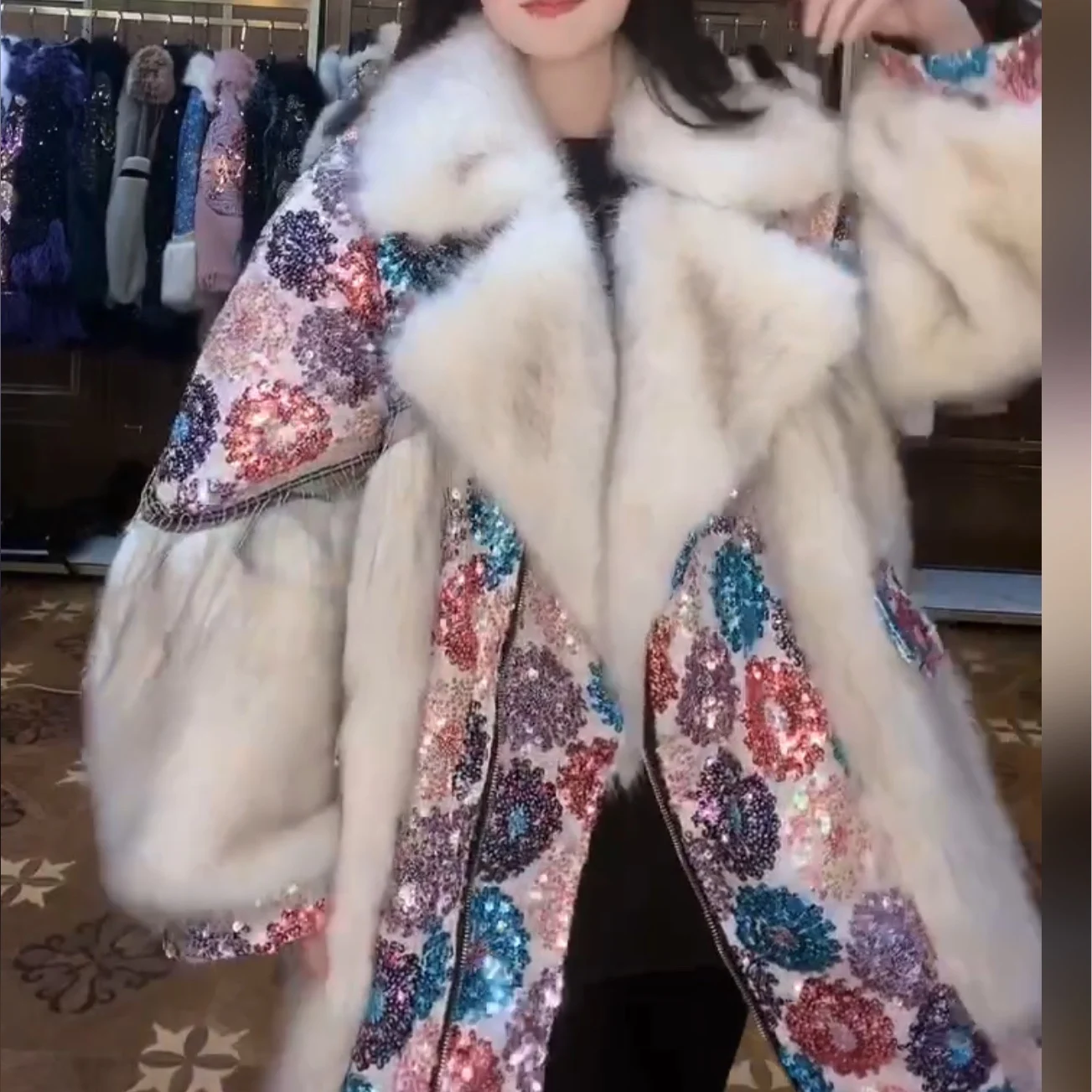 European Long Sleeve Female Toka Double Face Wool Leather Warm Fur Coat Women 2022 Winter New Streetwear Casual Trend Jacket