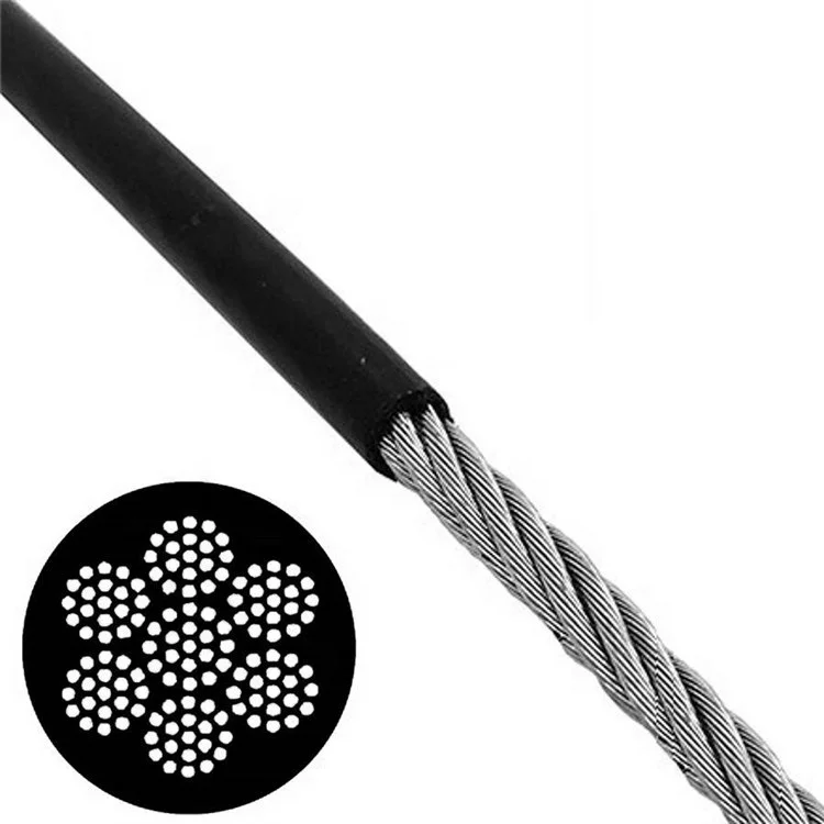 

Черный 7x19 4 мм до 6 мм оцинкованный стальной трос из ТПУ для защиты шкива от тренажерного зала