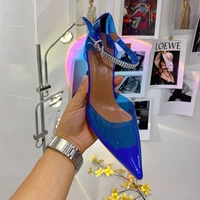 2022 european and american ladies pointed high heels transparent jelly rhinestone high heel fashion sandals