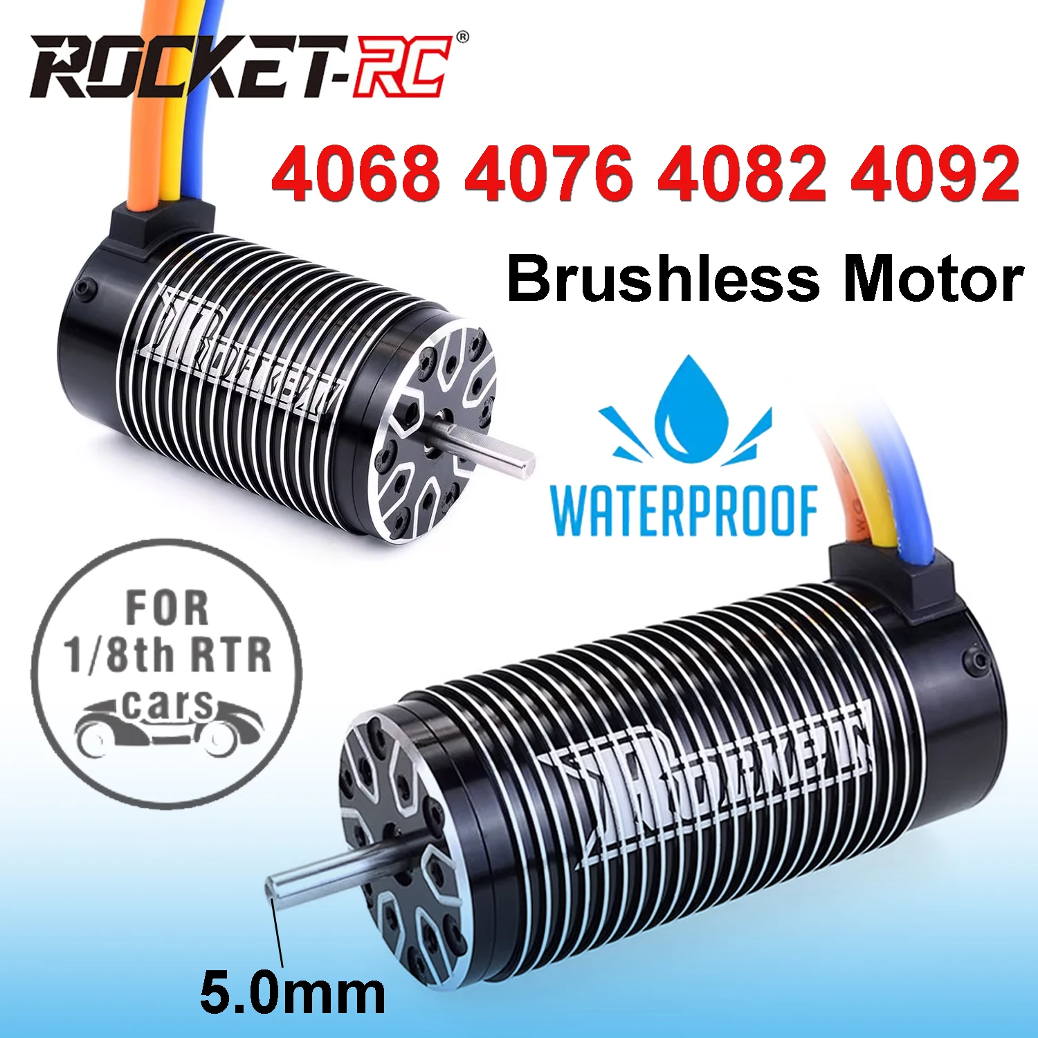 Фото Бесщеточный мотор Rocket-RC 4068 4076 4082 4092 без датчиков, водонепроницаемый, с валом 5,0 мм для радиоуправляемых дрифт-машин Traxxas TRX4 1/8 масштаба №1