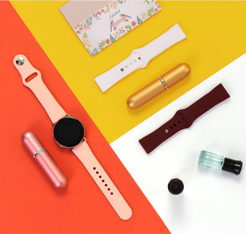 

22/20mm Watch band For Samsung Galaxy watch 4/classic Active 2 44mm 42mm/46mm Gear S3 Silicone bracelet Huawei watch GT 2 strap