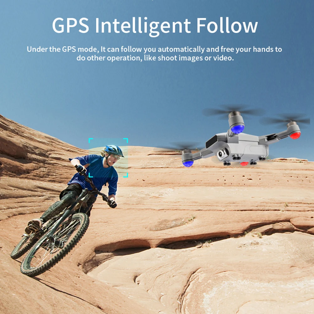 Радиоуправляемый Дрон X16 складной Квадрокоптер с Wi-Fi FPV GPS камерой 6K 25 мин. без
