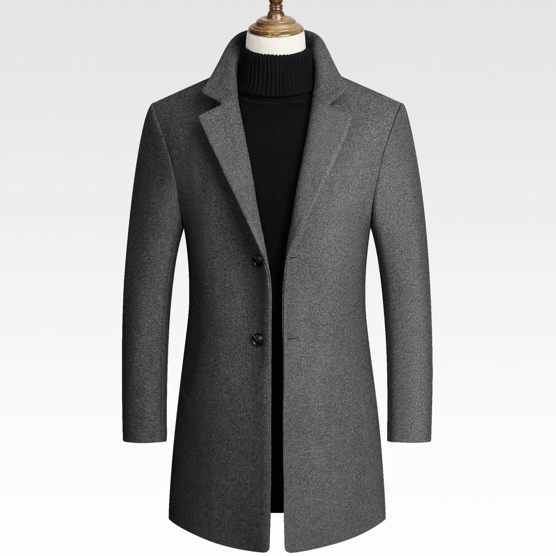 

Men's Autumn And Winter Wool Coats, Middle-aged Korean Style Slim Men's Wool Men's Long Coats, AliExpress Brand Quality