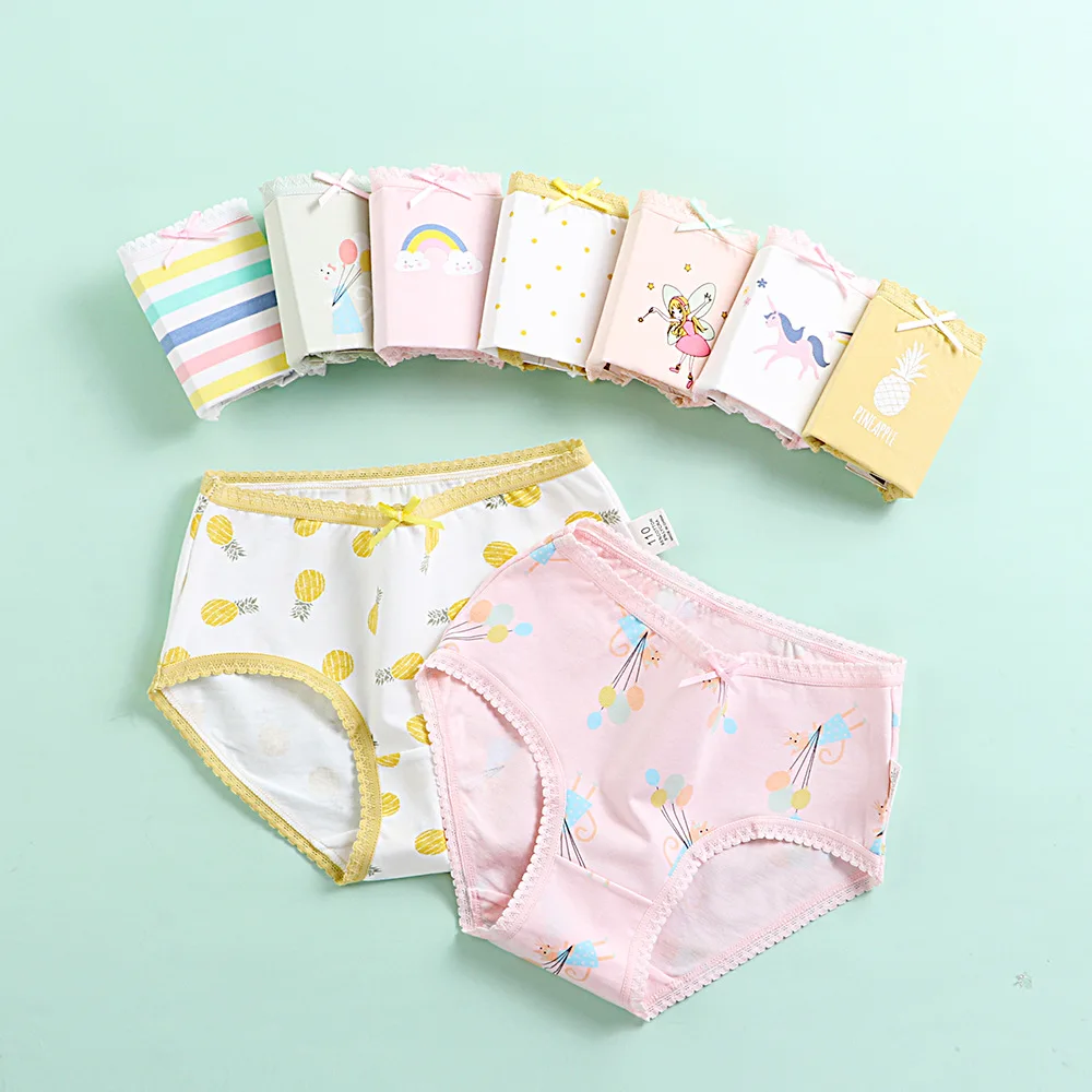 4PCS Girl Antibacterial Panties Cotton Knickers Summer Kid Cartoon Underwears 3-12Y Young Child Underpant Thin Breathable Briefs