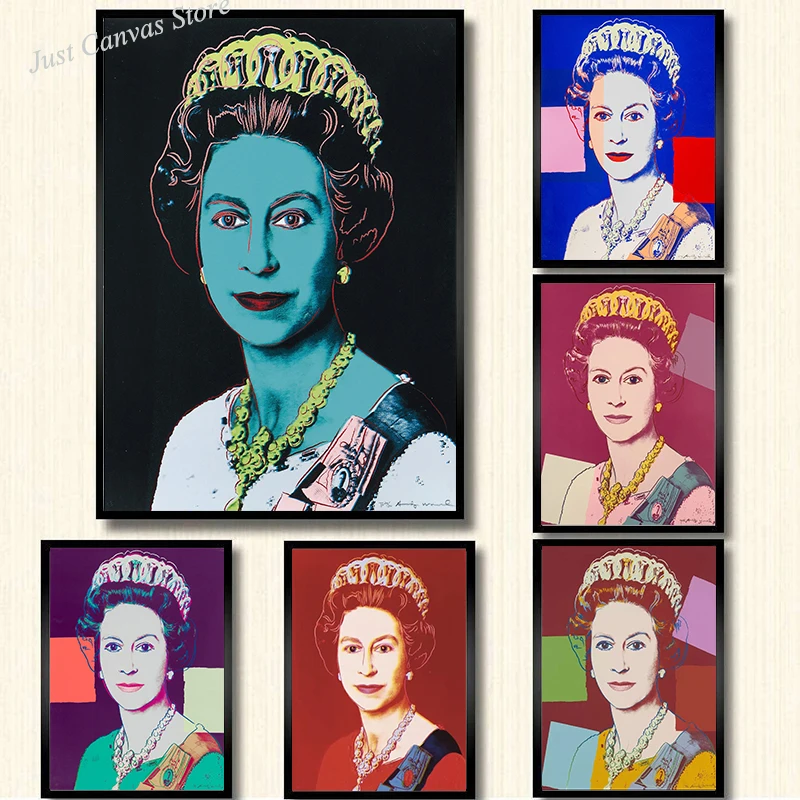 Красочный постер Энди Уорхола королевы Елизаветы, настенное искусство,  холст, живопись, картины, Декор для дома, гостиной, без рамки | AliExpress