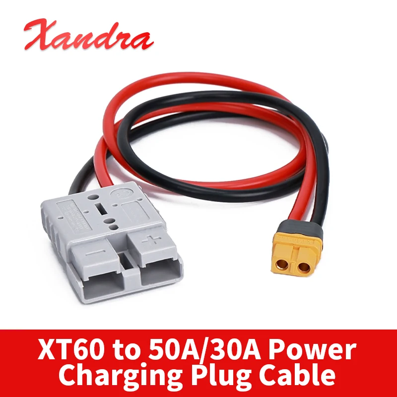 Фото 12AWG XT60 Mlale/Female to 50A/30A Plug Кабель для зарядки электромобиля Литиевая батарея Интерфейс разрядки Провод адаптера №1