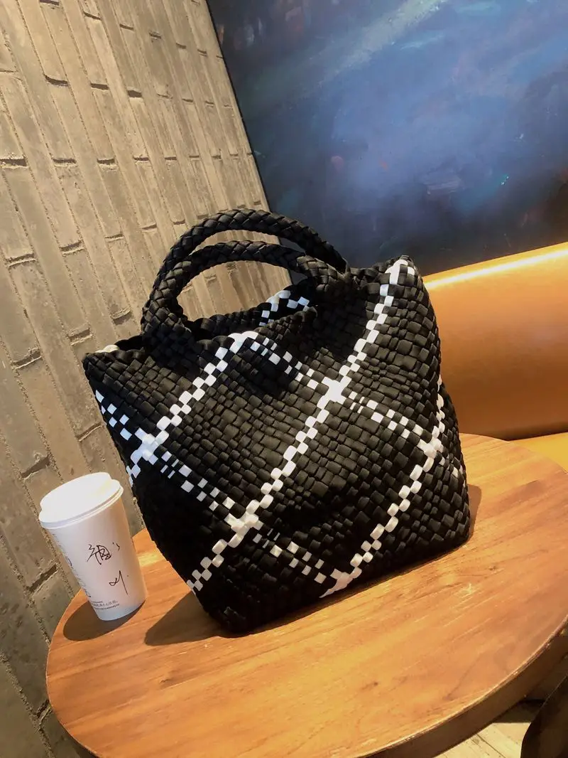 New Fashion Handmade Woven Bucket Bag Women's Handbag Lady Purse Large Capacity Tote Bag Shoulder Underarm Bag Composite Bag