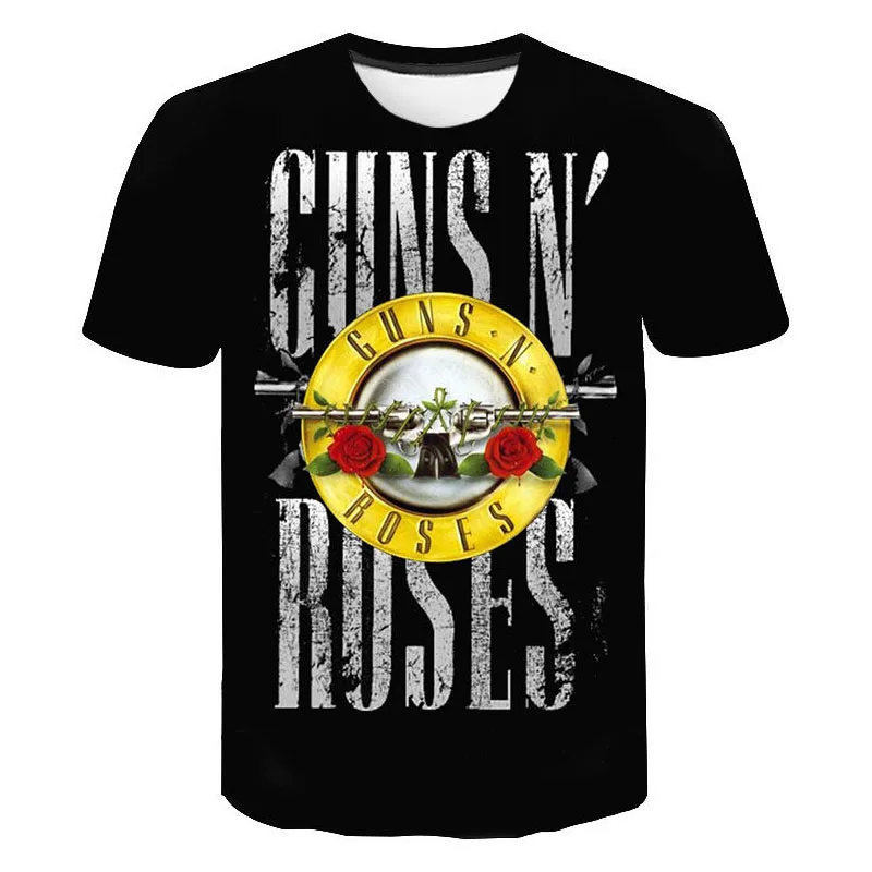 

Футболка Мужская/женская оверсайз, модная уличная одежда с 3D принтом «жесткая рок-группа», рубашка с принтом Guns n'roses, лето