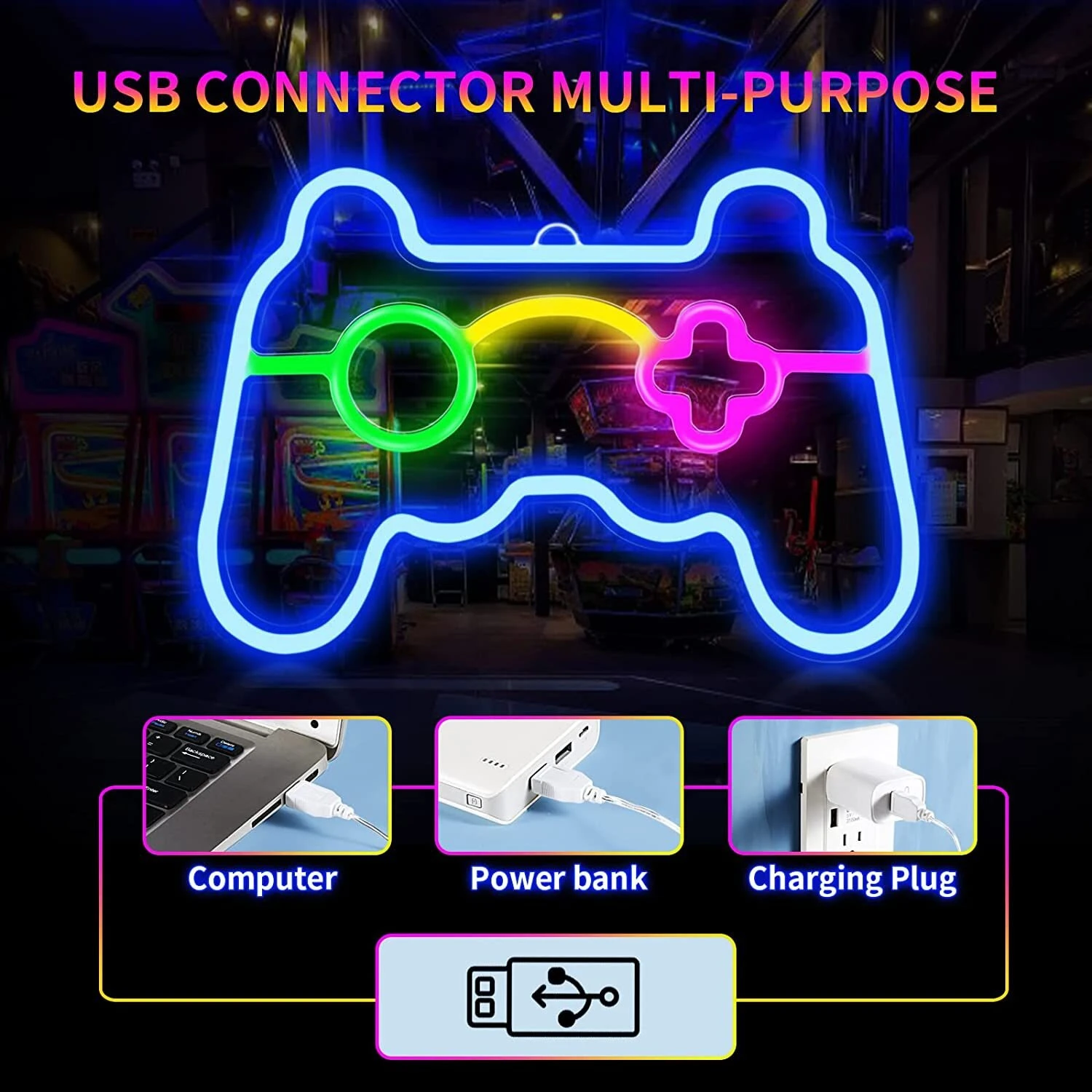Игровая консоль USB с неоновым освещением — забавное и яркое украшение в форме