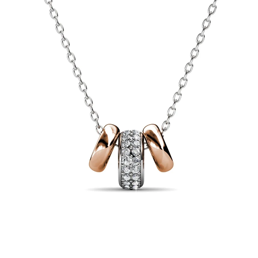 Фото Daisini Три бусины из стерлингового серебра 925 пробы, двухцветный кулон, ожерелье, минималистичные украшения, украшенные кристаллами Сваровски №2