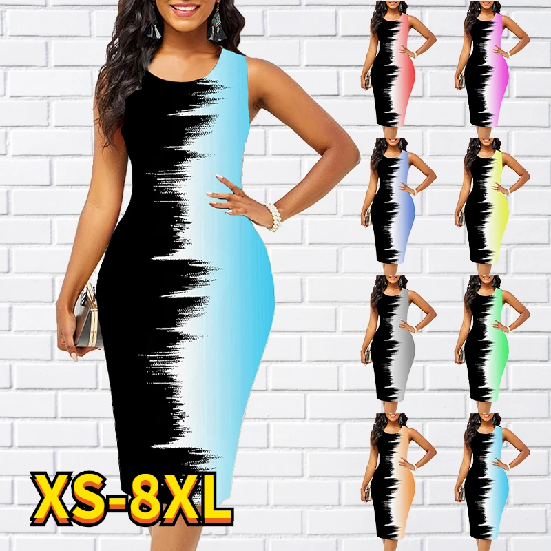 

Women's A Line Dress Knee Length Dress Red Black Sleeveless Print Dress Spring Summer Casual Daily Tops 2022 Plus Size Dress 8XL