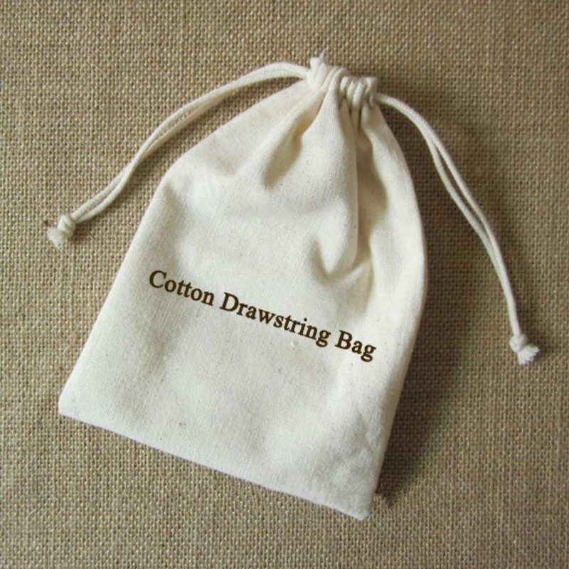Хлопковые парусиновые мешочки на шнурке для упаковки ювелирных изделий