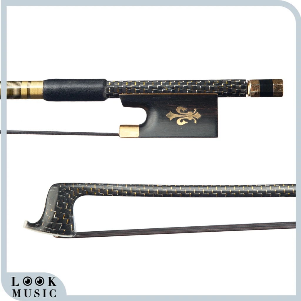 

4/4 Violin Fiddle Bow Fiddle Bow Arch Braided Carbon Fiber Bow Ebony Frog Black Horsehair Well Balanced Violin Part Round Stick