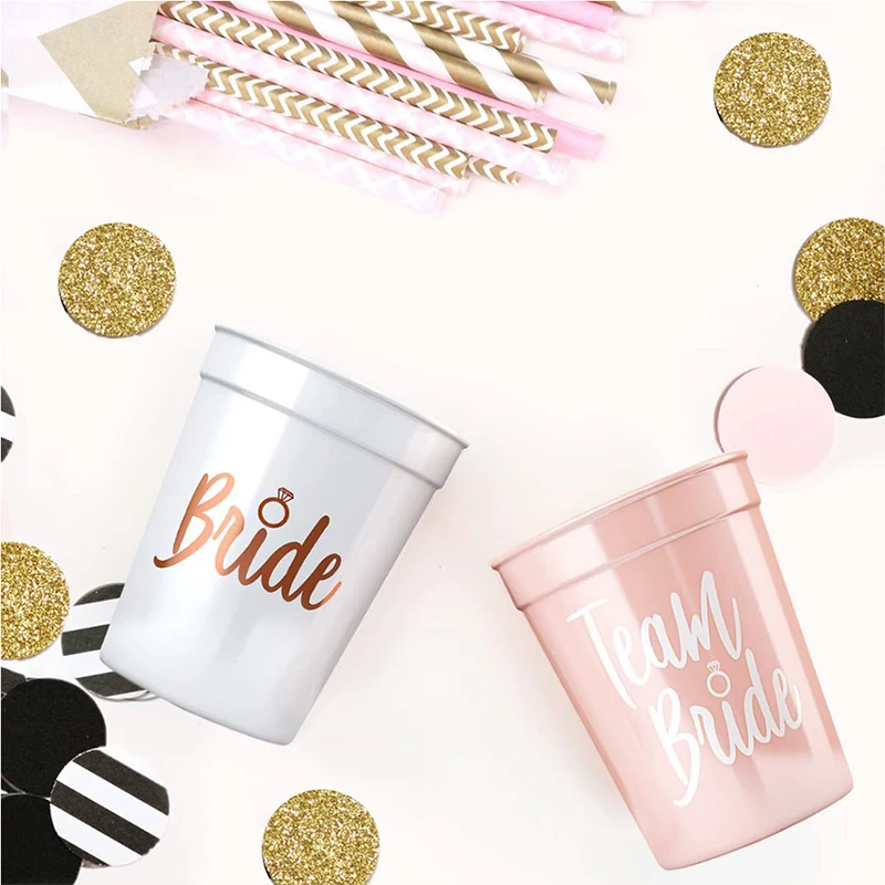 

1PC Bachelorette Party Team Bride Plastic Drinking Cups Bridal Shower Gift Bride to be Hen Party Supplies Wedding Decorations