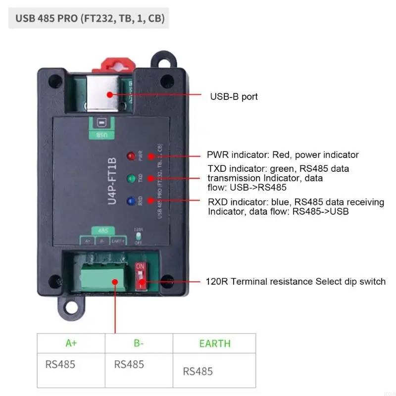 HX6B USB до RS485/RS422 Модуль серийного преобразователя USB-B DB9 с изоляцией сигнала