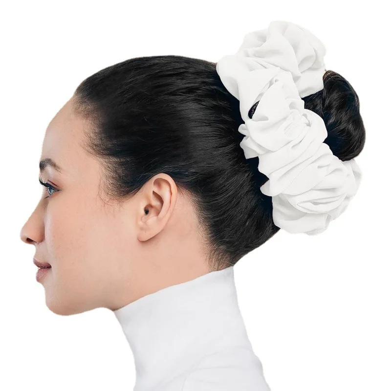 

YYZ5 Muslim Long Hijab Headscarf Chiffon Flower Base Flower Head Hui Flexible Rubber Headband Simple Volumizing Scrunchi