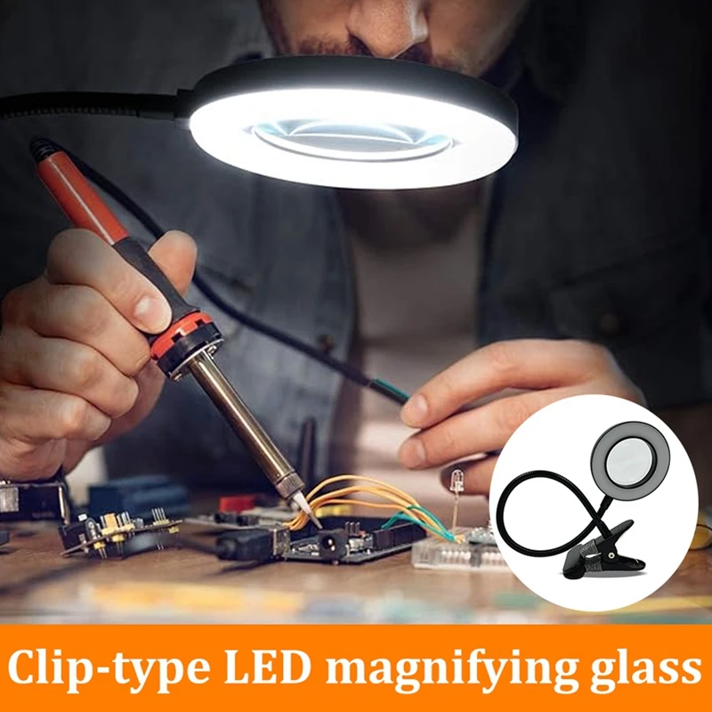 Clip-Type Led Magnifying Glass Non-Slip Equipment Clamp Portable Desk Lamp
