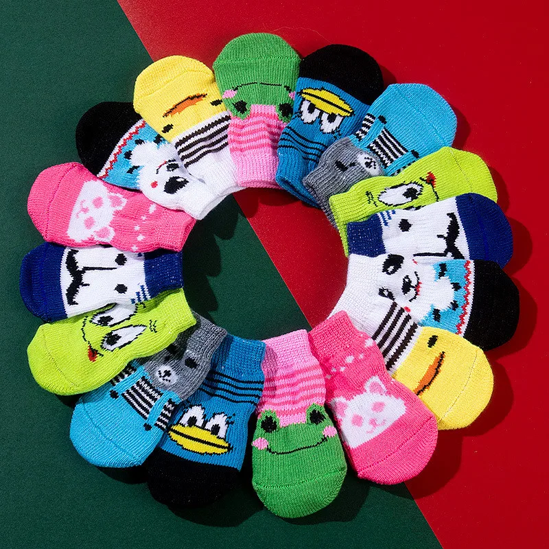 

Pet Dog Winter Anti-Slip Socks Small Cat Dogs Knit Warm Socks Chihuahua Thick Paw Protector Dog Socks Booties Accessories 4pcs