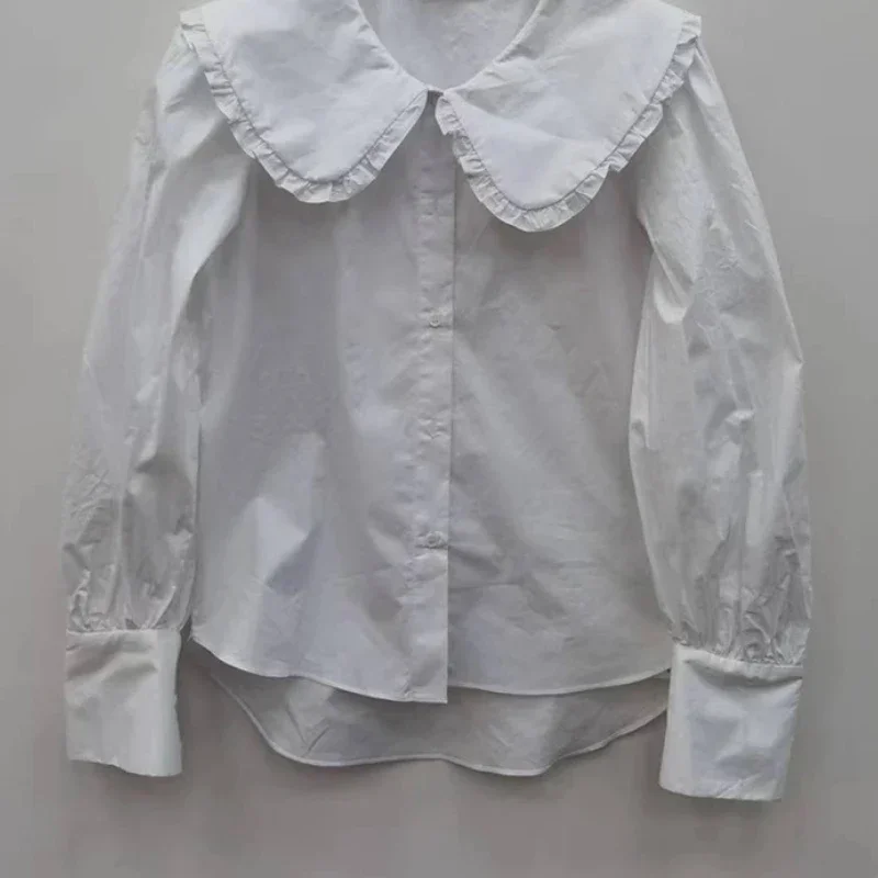 

2023 Spring and Summer New Doll Collar Puff Sleeve Long-sleeved Shirt Women