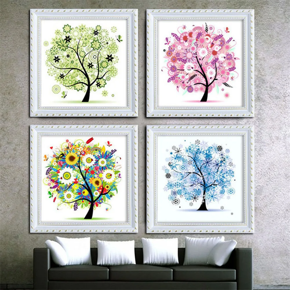 

5D Four Seasons Tree Diamond Painting Wall Decoration Painting Diamond Embroidery Cross-stitch Mosaic Home Decor Gift 30*30