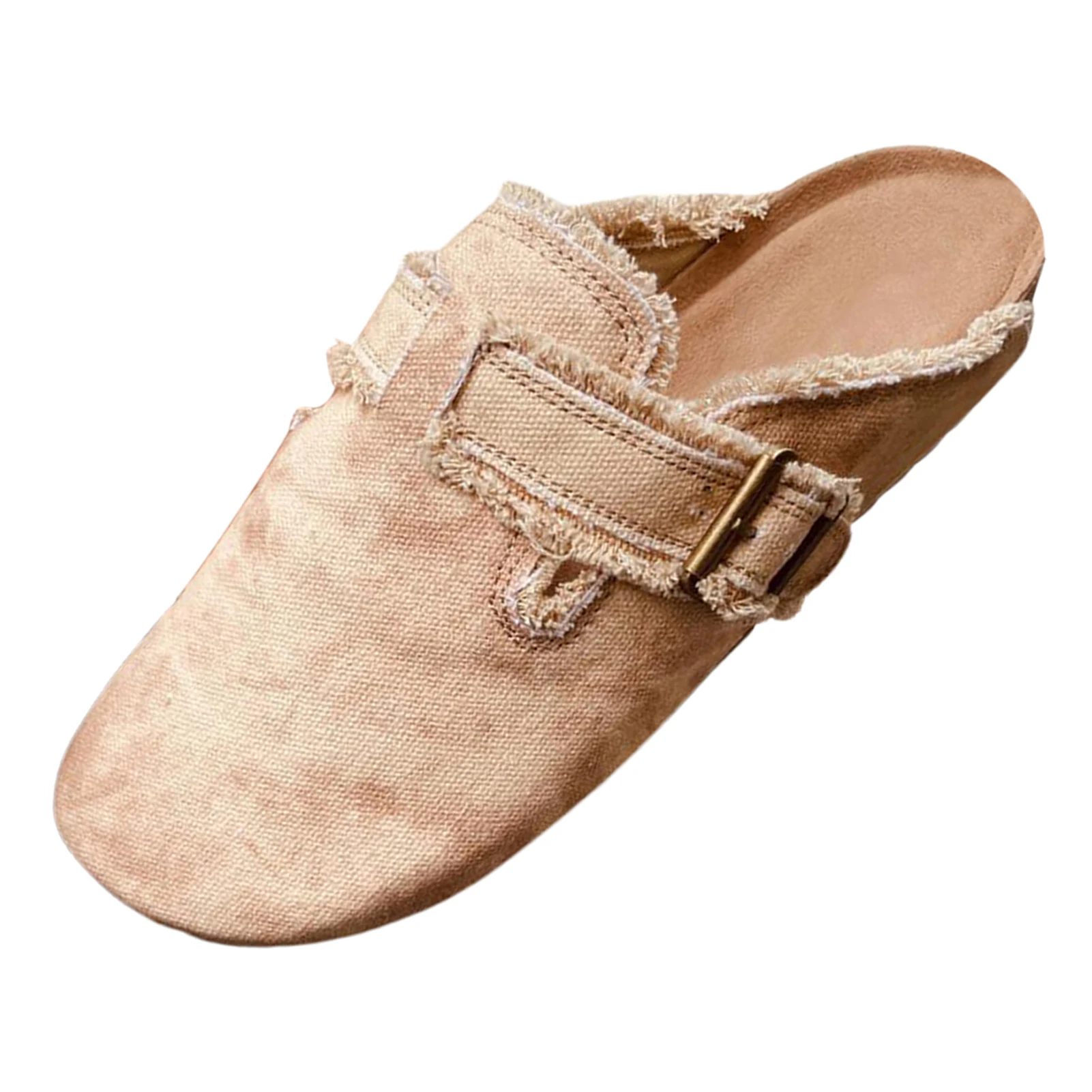 

Тапки женские с открытой спиной, мягкие холщовые, плоская подошва