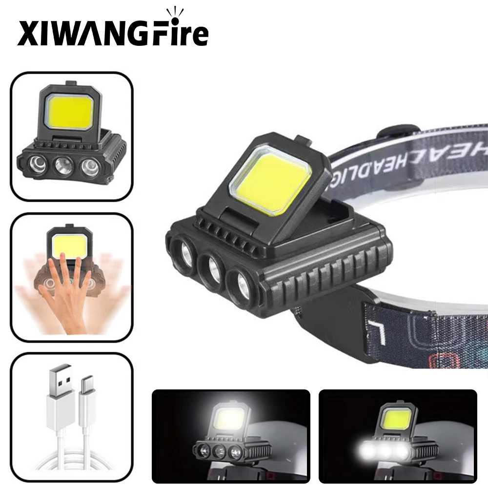 

Induction LED Headlamp Multifunctional COB Portable Headlight Long Range Fishing Head Torch Strong Outdoor Light Waterproof