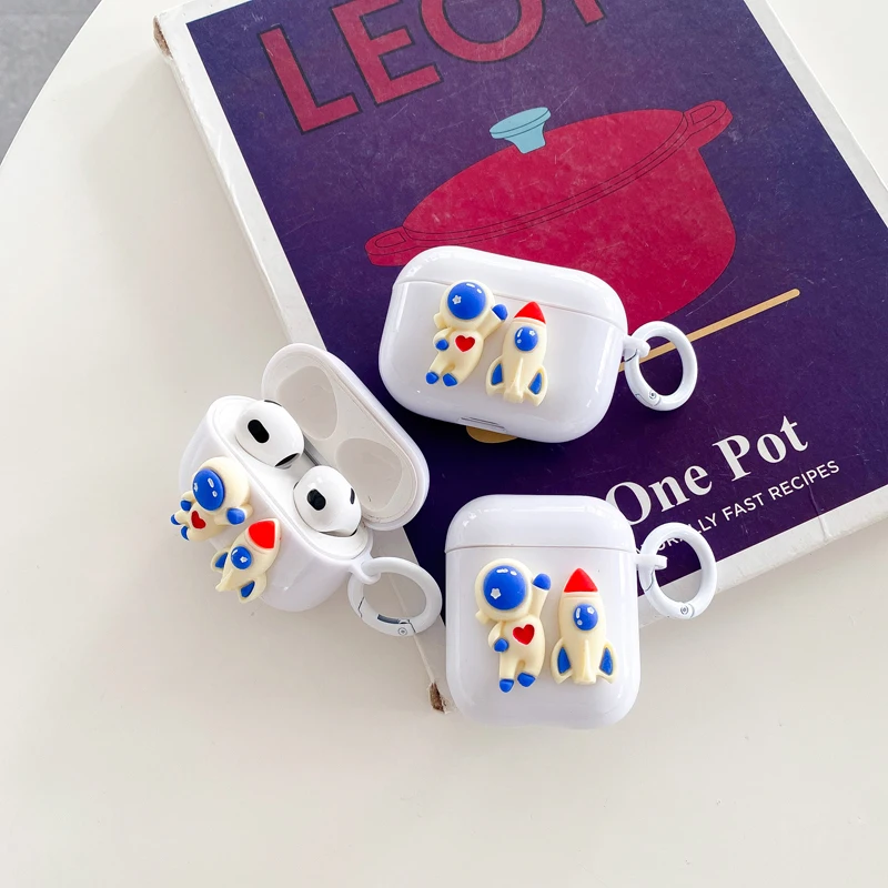 

Милый 3D стереоскопический астронавт чехол для Apple AirPods Pro Чехол для Airpods 1 2 3 поколение защитный чехол 2021 Air Pods