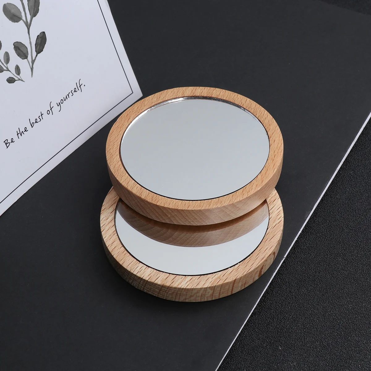 

Mirror Makeup Round Pocket Mini Compact Travel Handheld Wood Hand Mirrors Wooden Held Purse Purses Size Bulk Personal Portable