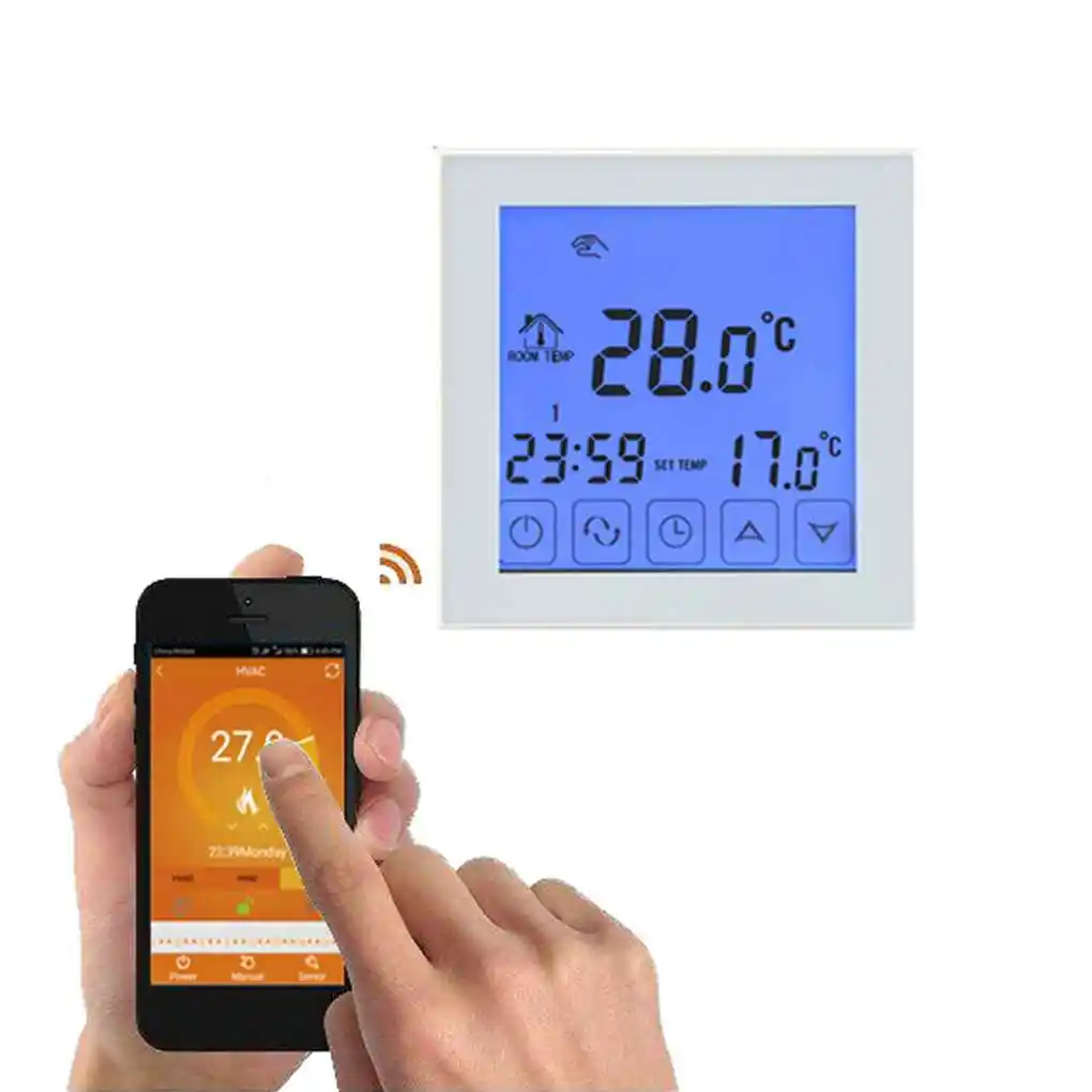 

Программируемый термостат с функцией Wifi Электрический нагревательный температурный контроллер ЖК-дисплей Сенсорный Термостат 16A