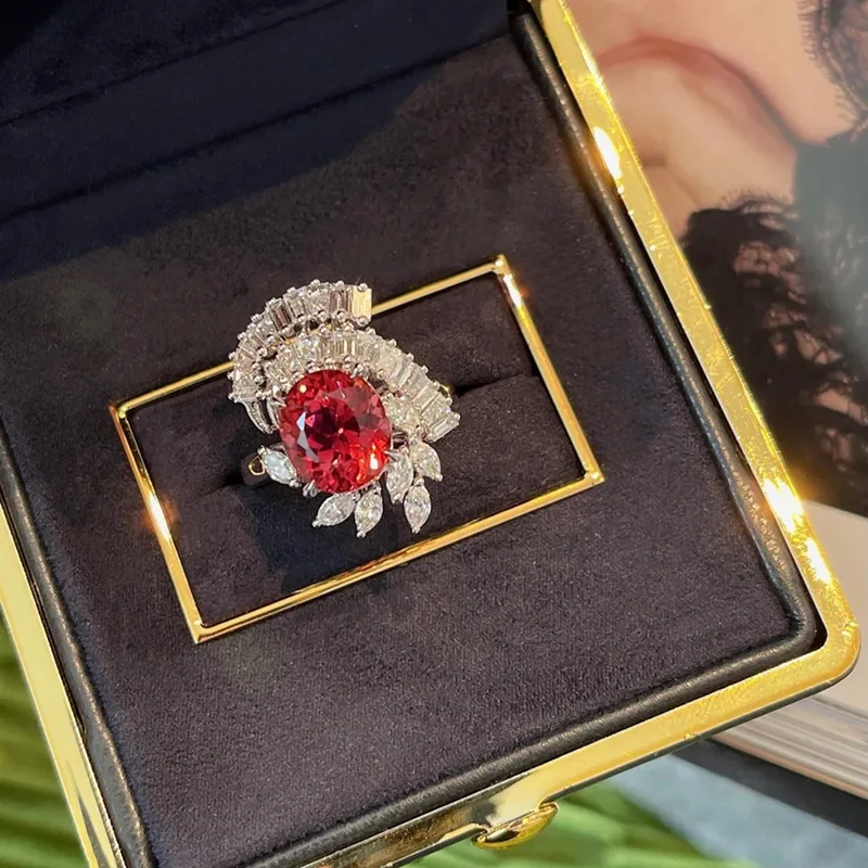 

Fashion Vintage Rings Women's Silver with Red Clear Color Rhinestones Party Birthday Gifts Vacation Souvenir Jewelry